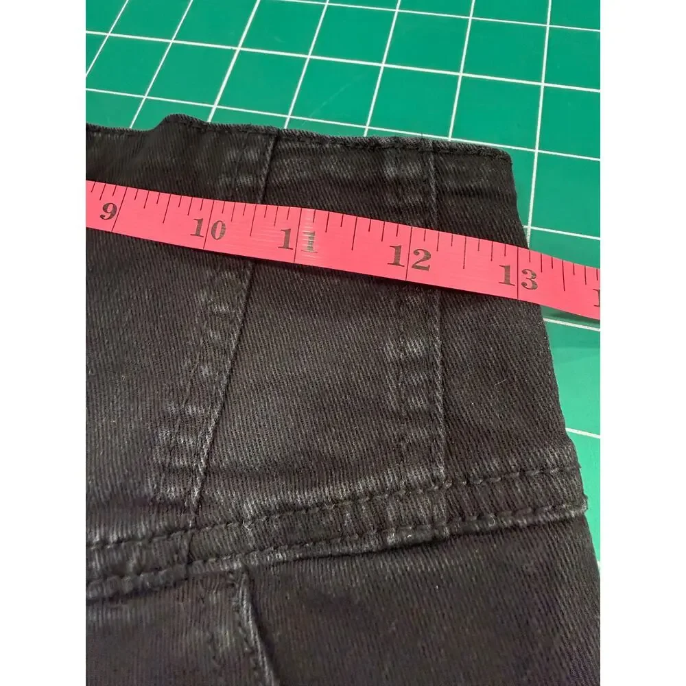 Y2K Black Denim Mini Skirt Button Front High Waist Forever 21 Women's Small Goth